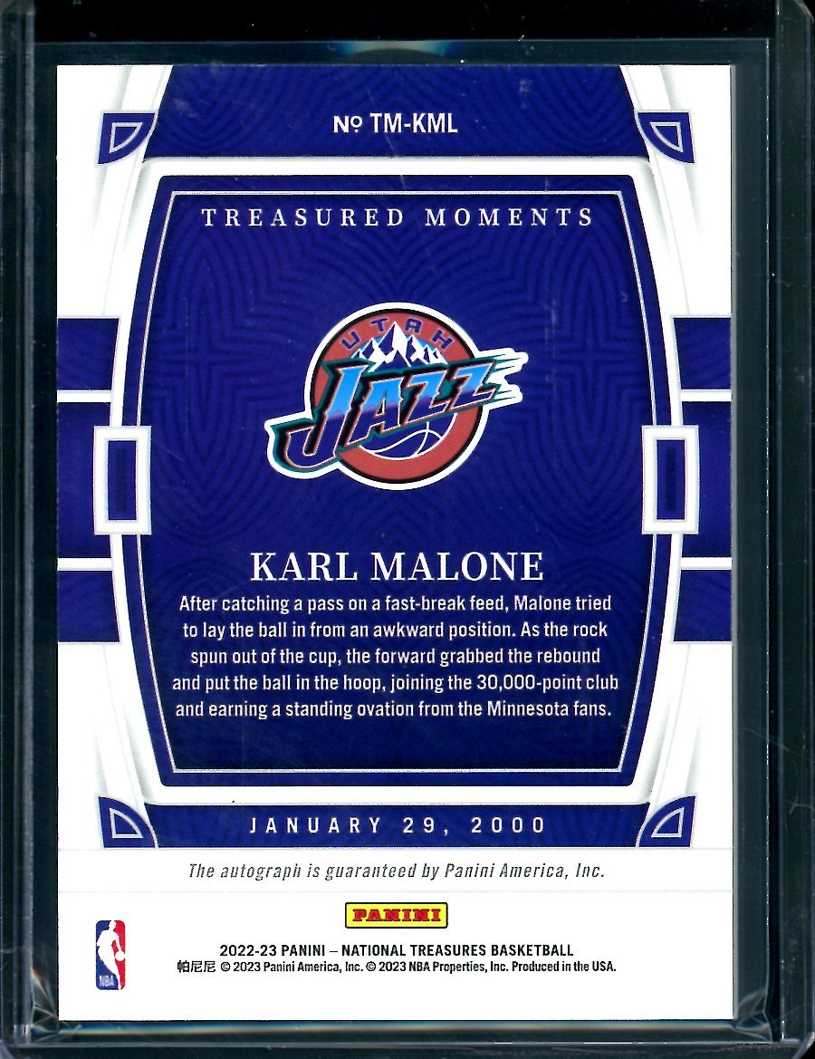 2022/23 Panini National Treasures Karl Malone Treasured Moments Auto Gold /10 Jazz - Trading Card Market