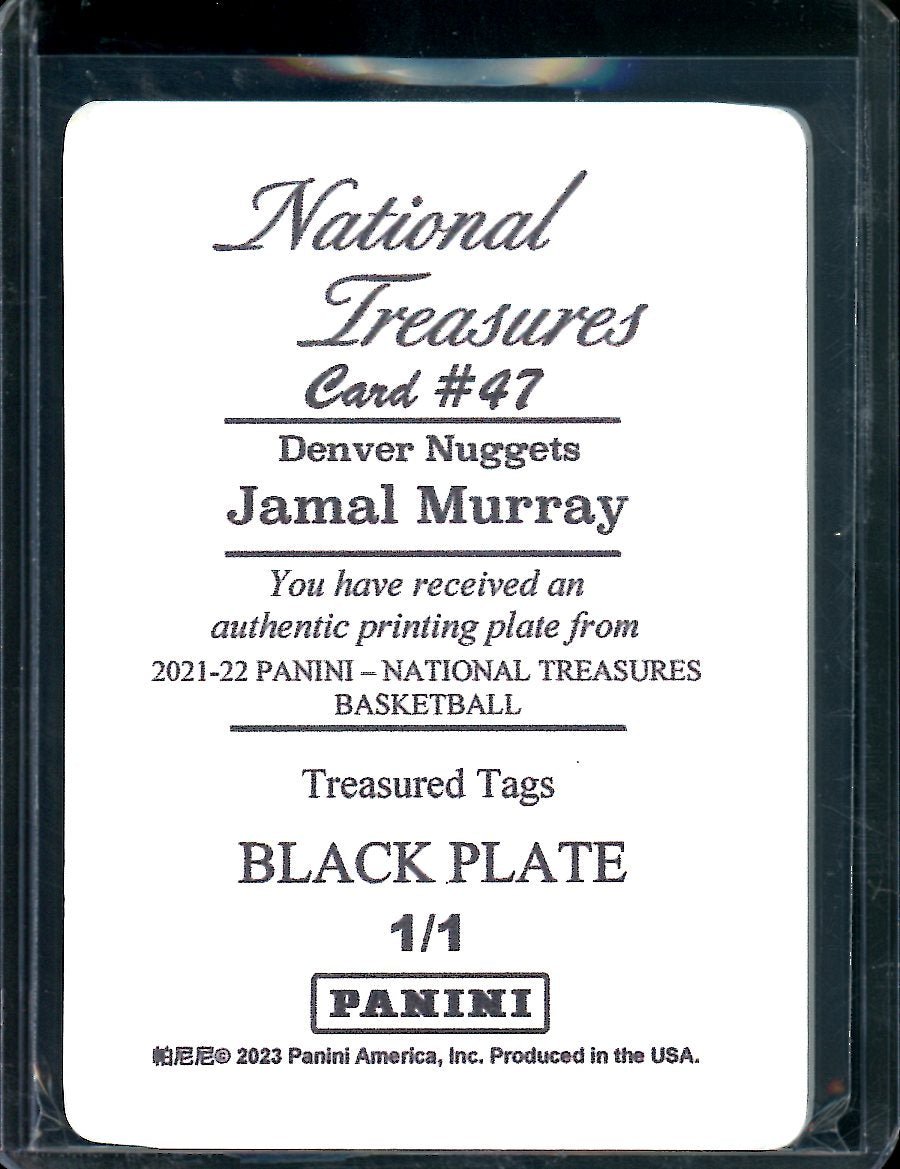 2023 Panini National Treasures Jamal Murray Printing Plate 1/1 Nuggets - Trading Card Market