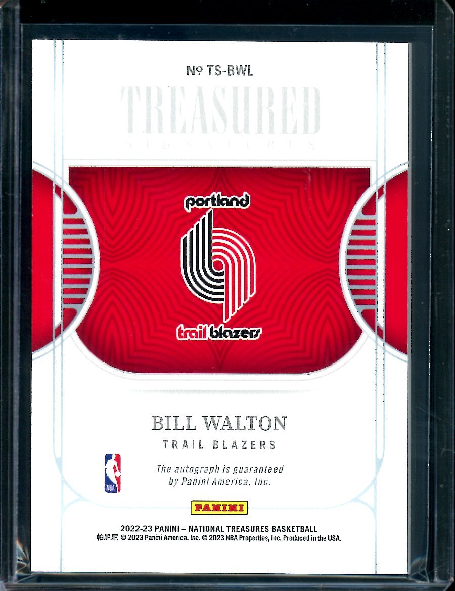 2022/23 Panini National Treasures Bill Walton Treasures Signatures Auto /99 Trail Blazers - Trading Card Market