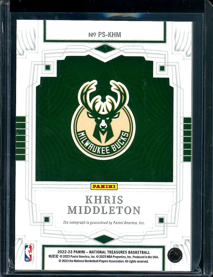 2022/23 Panini National Treasures Khris Middleton Penmanship Auto /49 Bucks - Trading Card Market
