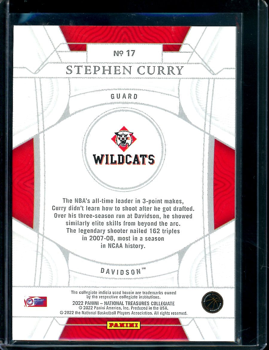 2022 Panini National Treasures Collegiate Stephen Curry /49 Davidson