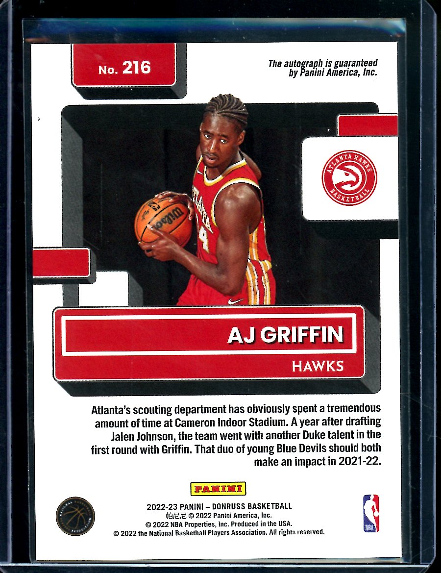 2022/23 Panini Donruss Choice AJ Griffin Rookie Auto Hawks