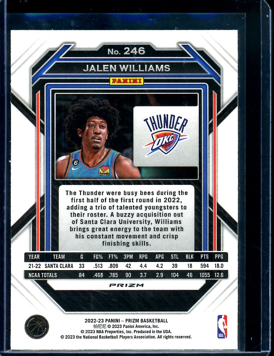 2022/23 Panini Prizm Jalen Williams Rookie Disco Thunder - Trading Card Market