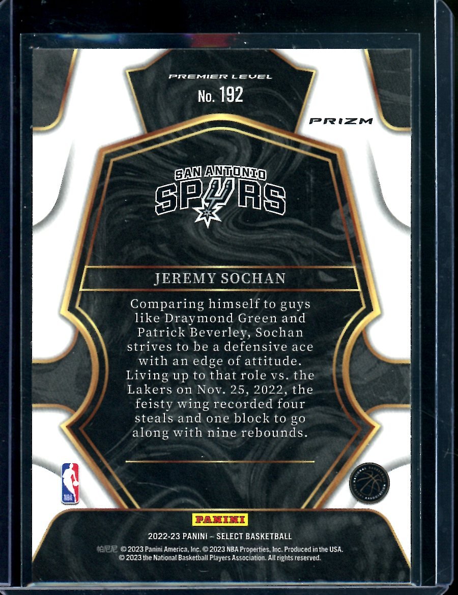 2022/23 Panini Select Jeremy Sochan Rookie Cosmic Spurs - Trading Card Market