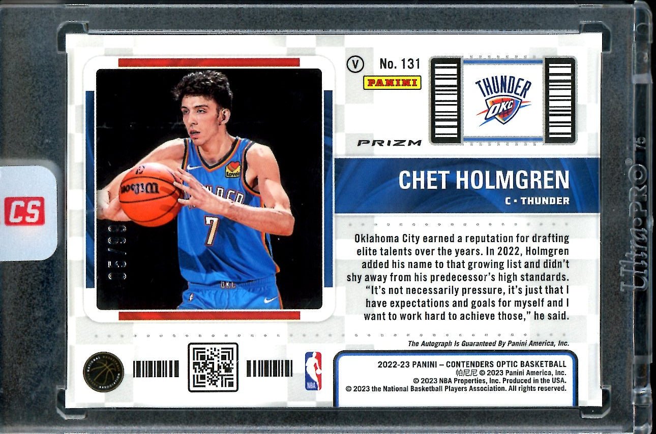 2022/23 Panini Contenders Optic Chet Holmgren Rookie Ticket Auto Variation Red /99 Thunder - Trading Card Market