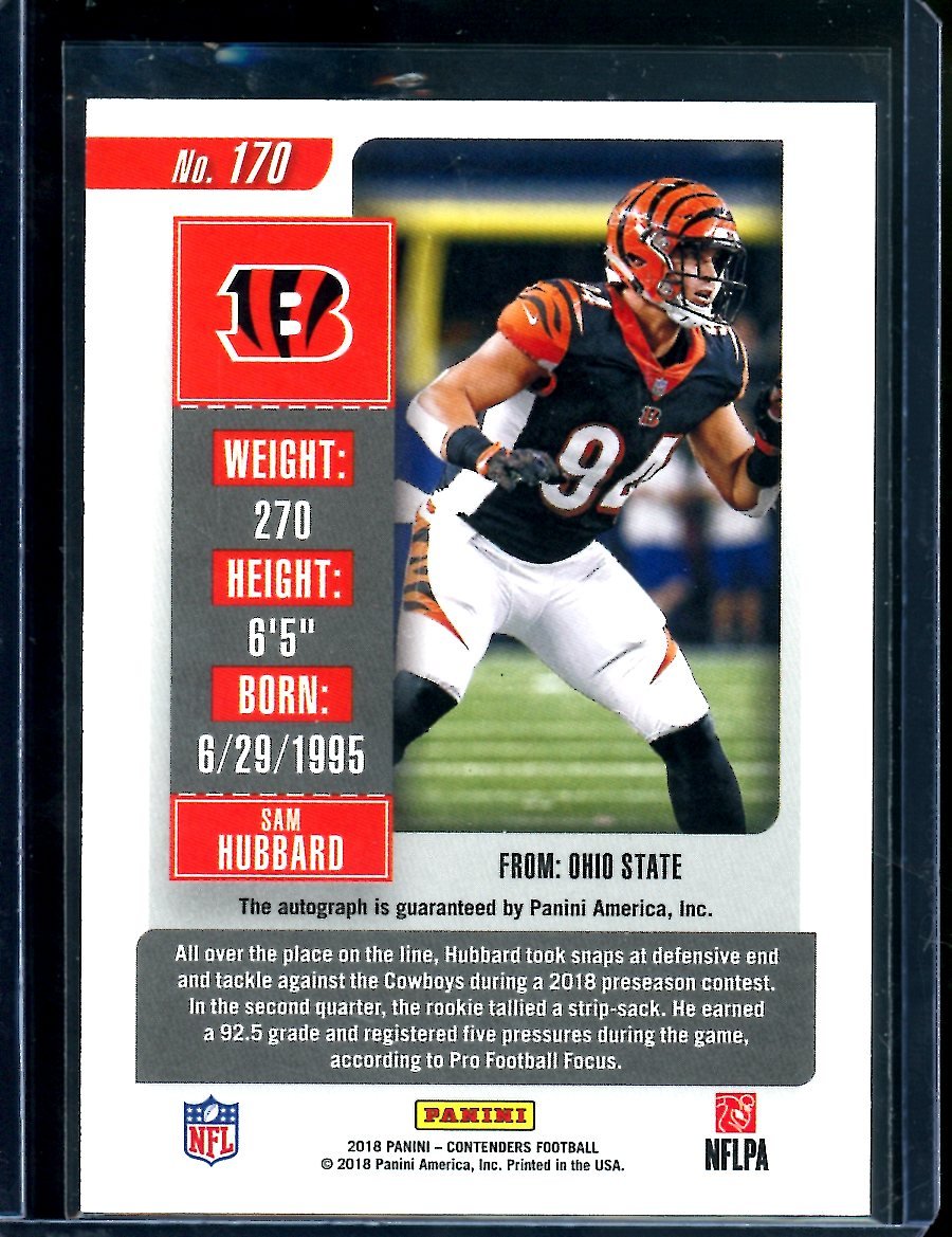 2018 Panini Contenders Sam Hubbard Rookie Ticket Auto Bengals - Trading Card Market