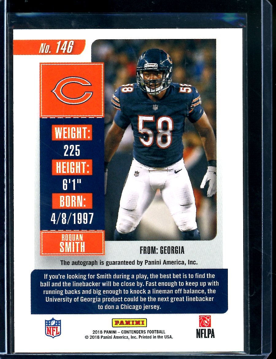 2018 Panini Contenders Roquan Smith Rookie Ticket Auto Bears - Trading Card Market