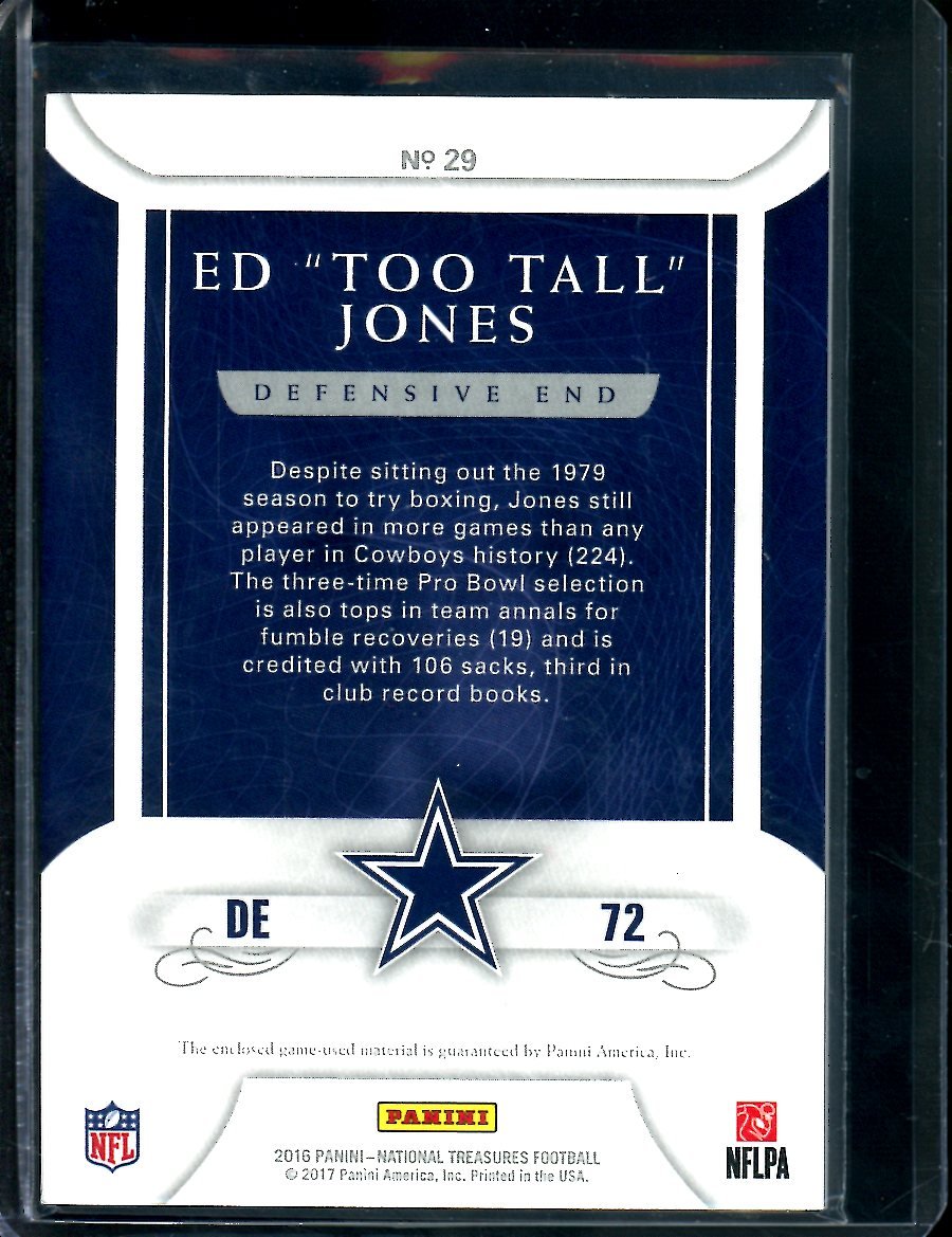 2016 Panini National Treasures Ed "Too Tall" Jones Century Materials Patch /99 Cowboys - Trading Card Market