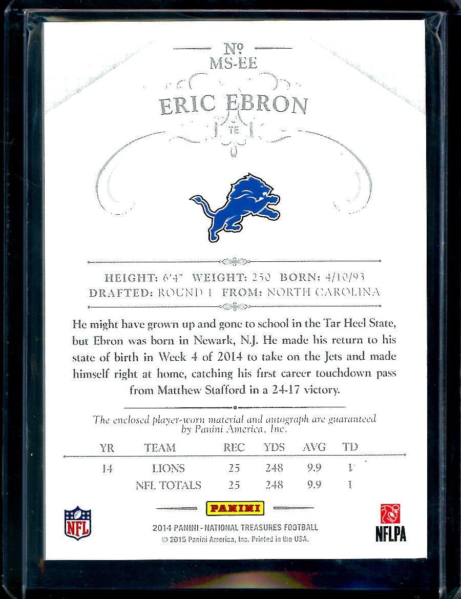 2014 Panini National Treasures Eric Ebron Rookie RPA /25 Lions - Trading Card Market