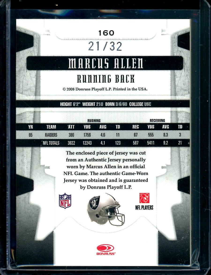 2008 Leaf Limited Marcus Allen Legend Game Worn Patch /32 Raiders - Trading Card Market
