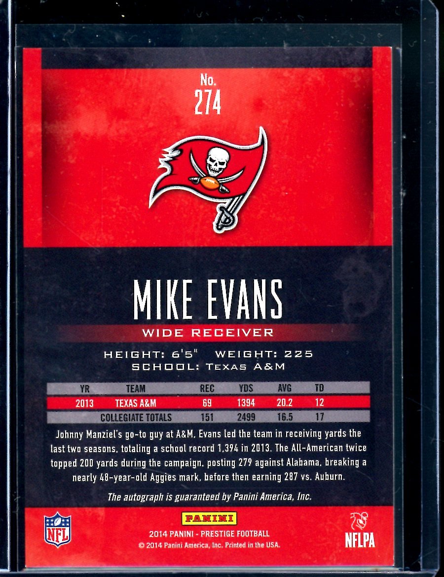 2014 Panini Prestige Mike Evans Rookie Auto Buccaneers - Trading Card Market