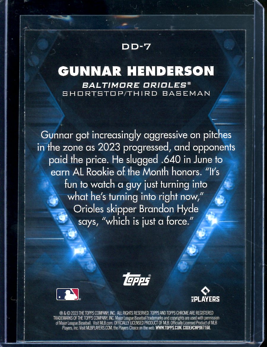 2023 Topps Chrome Update Gunnar Henderson Rookie Dominance SP Orioles