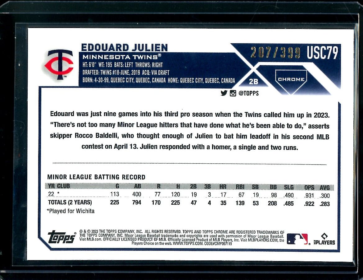 2023 Topps Chrome Update Edouard Julien Rookie /399 Twins - Trading Card Market