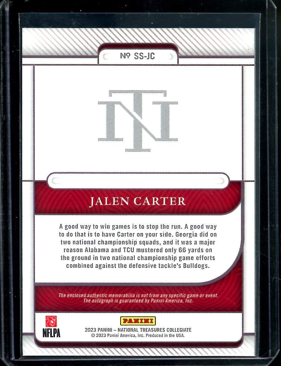 2023 Panini National Treasures Collegiate Jalen Carter Silhouette Signatures Patch Auto /75 Georgia