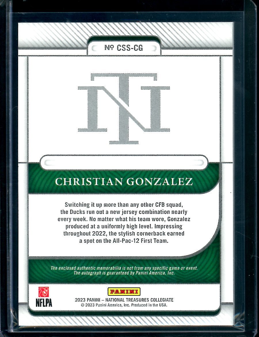 2023 Panini National Treasures Collegiate Christian Gonzalez Silhouette Sigantures Patch Auto /99 Oregon - Trading Card Market