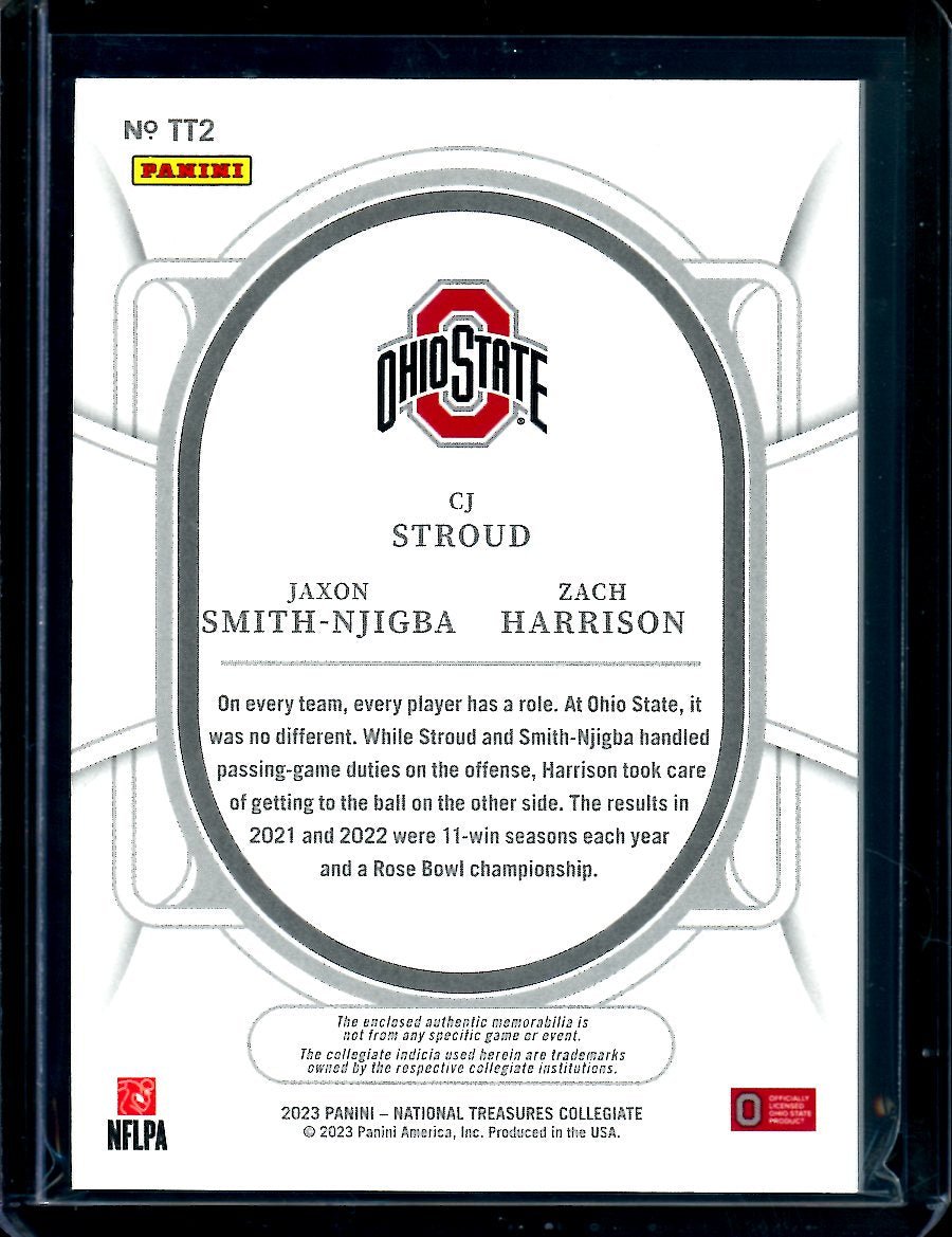 2023 Panini National Treasures Collegiate CJ Stroud/Jaxon Smith - Njigba/Zach Harrison Triple Patch /25 Ohio State - Trading Card Market