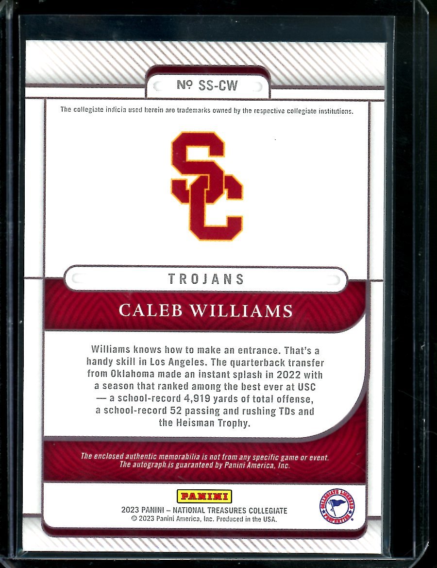 2023 Panini National Treasures Collegiate Caled Williams Silhouette Signatures Patch Auto /99 USC - Trading Card Market