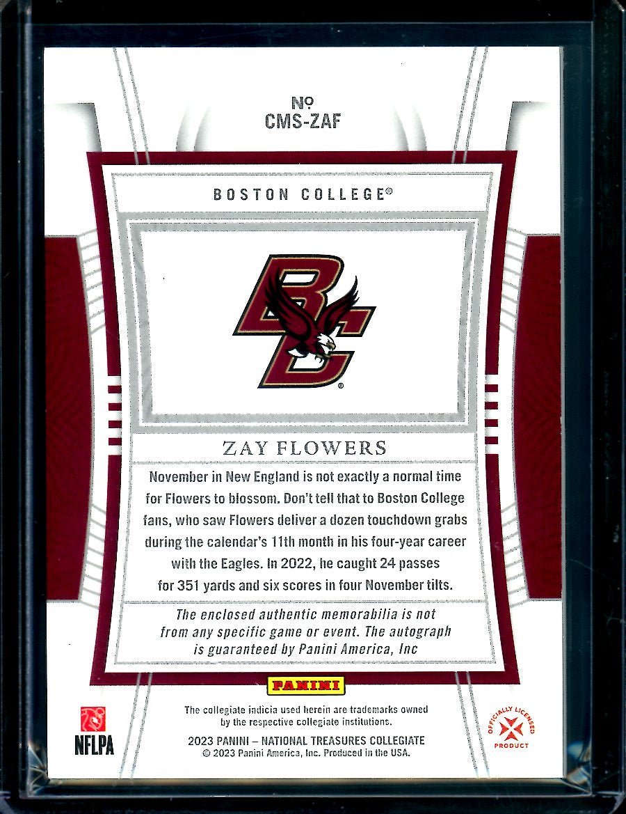 2023 Panini National Treasures Collegiate Zay Flowers Rookie RPA True /99 Boston College - Trading Card Market