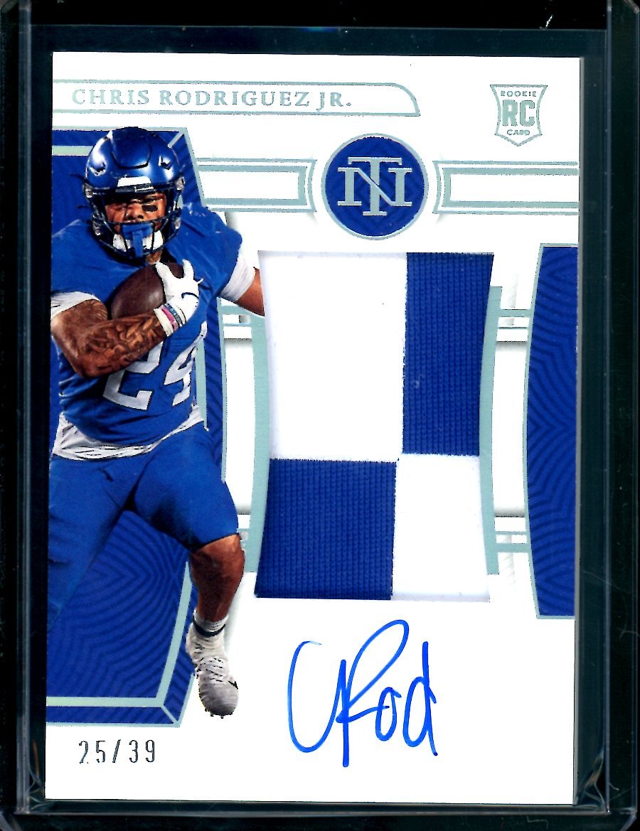 2023 Panini National Treasures Collegiate Chris Rodriguez Jr. Rookie RPA True /39 Kentucky