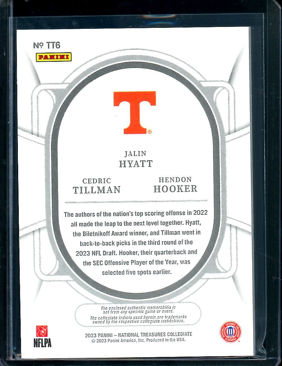 2023 Panini National Treasures Collegiate Jalin Hyatt/Cedric Tillman/Hendon Hooker Triple Patch /25 Tennessee - Trading Card Market