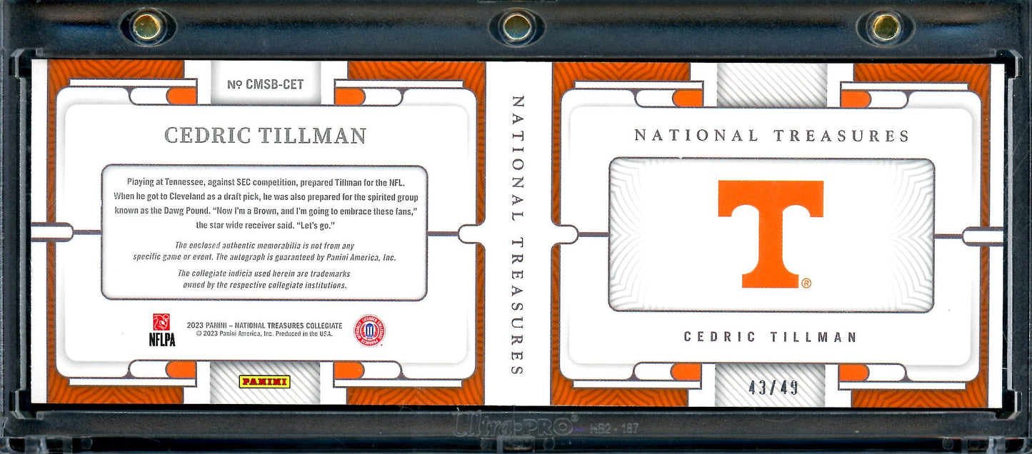 2023 Panini National Treasures Collegiate Cedric Tillman Rookie RPA Booklet /49 Tennessee - Trading Card Market