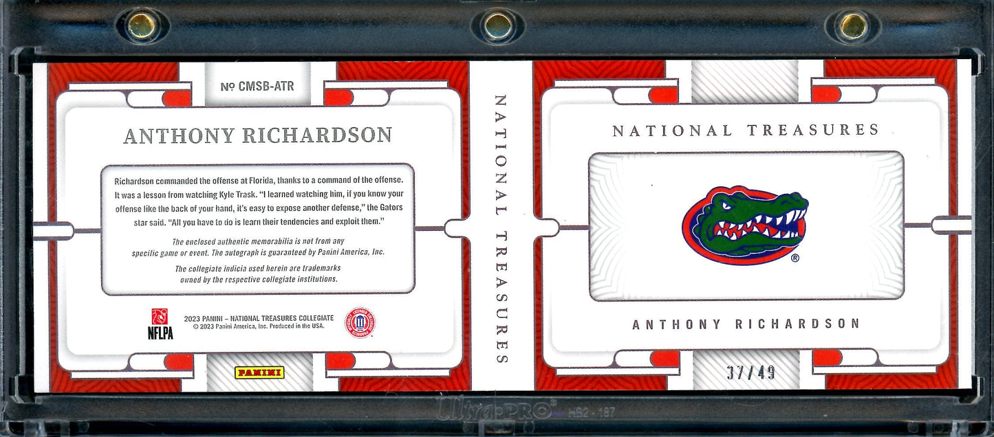 2023 Panini National Treasures Collegiate Anthony Richardson Rookie RPA Booklet /49 Florida - Trading Card Market