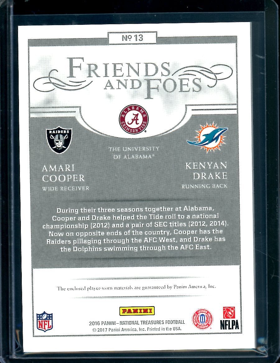 2016 Panini National Treasures Amari Cooper/Kenyan Drake Friends And Foes Dual Patch /99 Alabama - Trading Card Market
