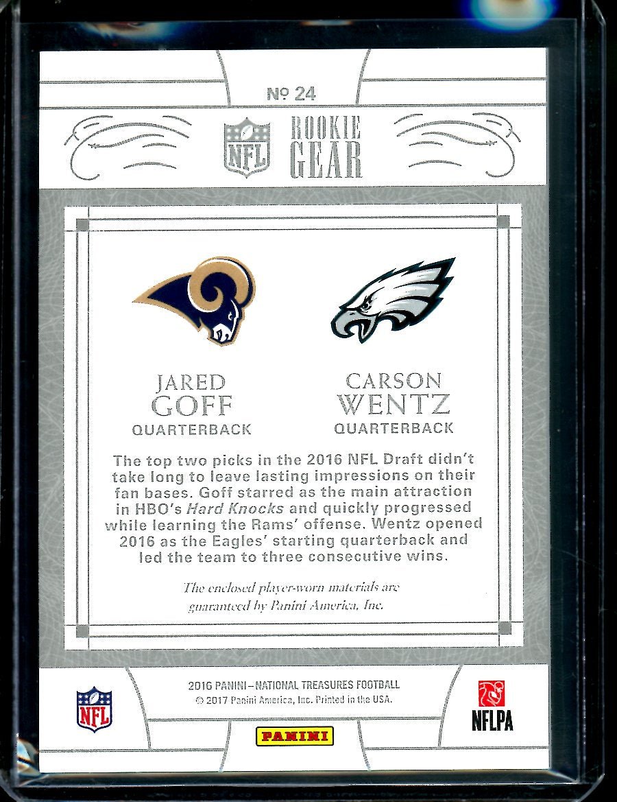 2016 Panini National Treasures Jared Goff/Carson Wentz Rookie Dual Patch /99 - Trading Card Market