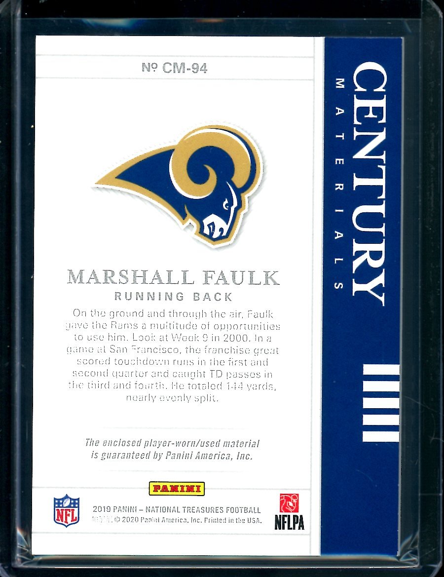 2019 Panini National Treasures Marshall Faulk Century Materials Patch /25 Rams - Trading Card Market
