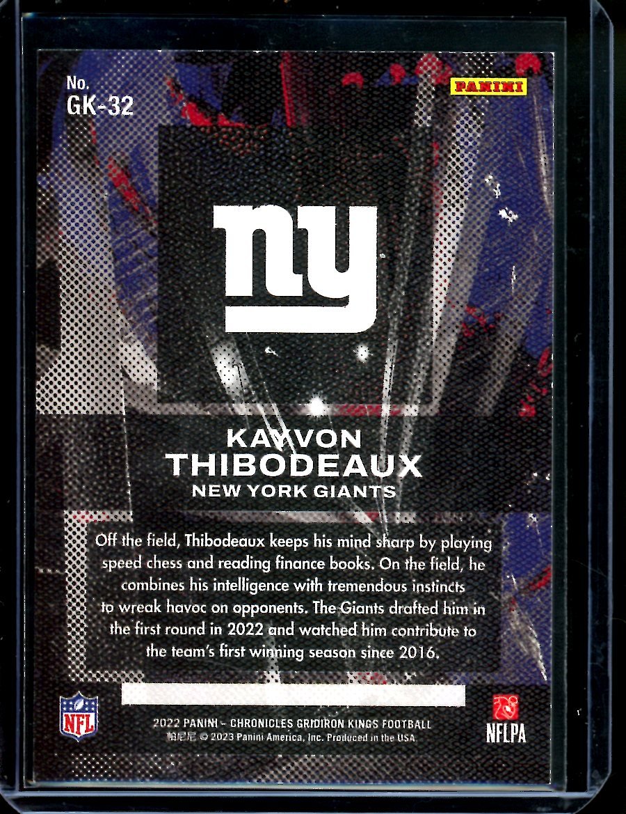 2022 Panini Chronicles Gridiron Kings Kayvon Thibodeaux Gold /10 Giants - Trading Card Market