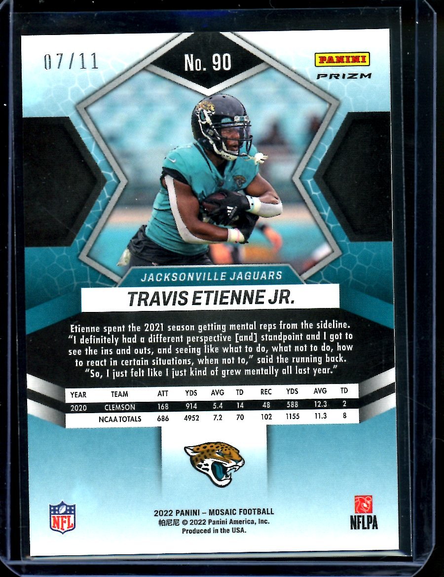 2022 Panini Mosaic Travis Etienne Jr. Green Swirl /11 Jaguars - Trading Card Market
