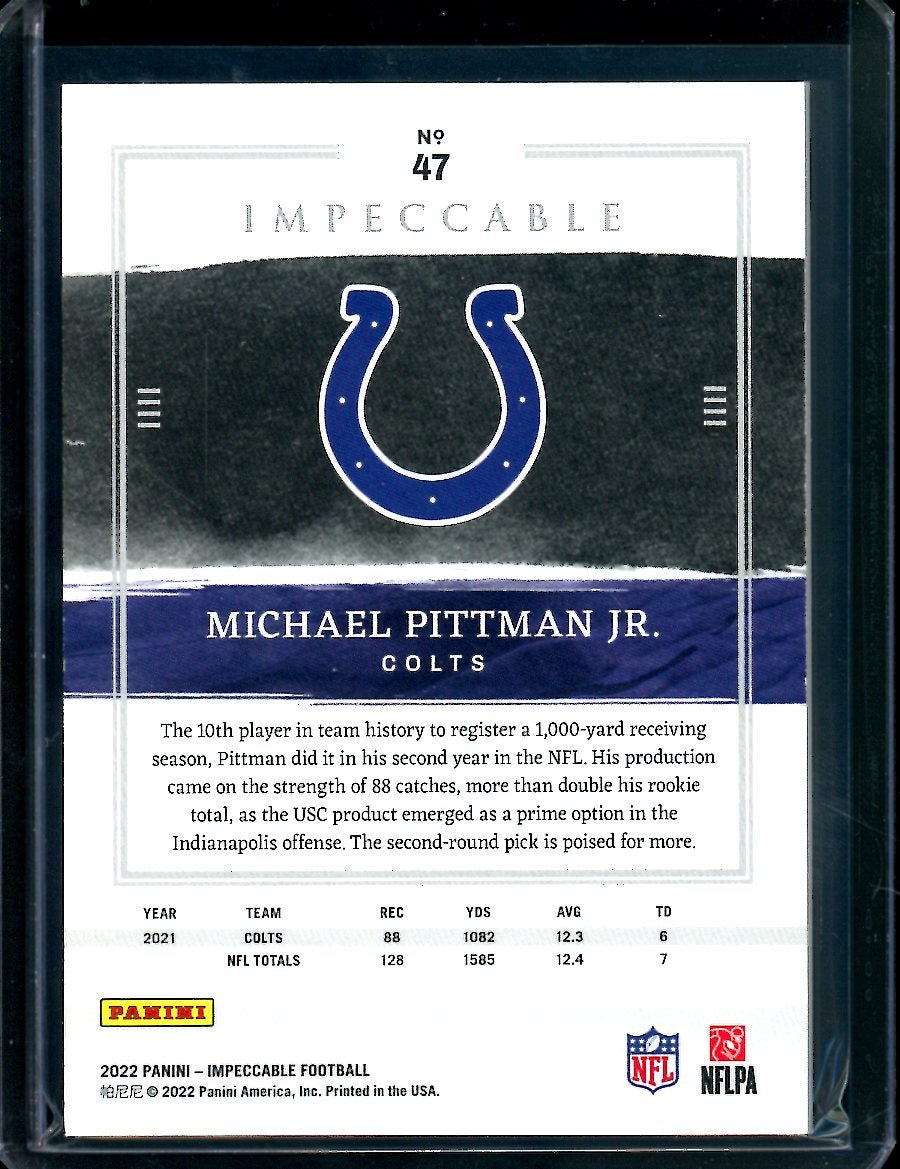 2022 Panini Impeccable Michael Pittman Jr. Green /5 Colts - Trading Card Market