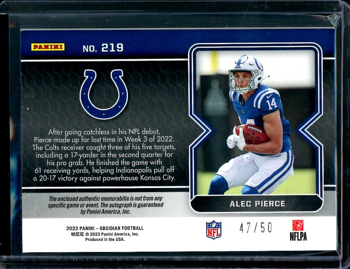 2022 Panini Obsidian Alec Pierce Rookie RPA Green Etch /50 Colts - Trading Card Market