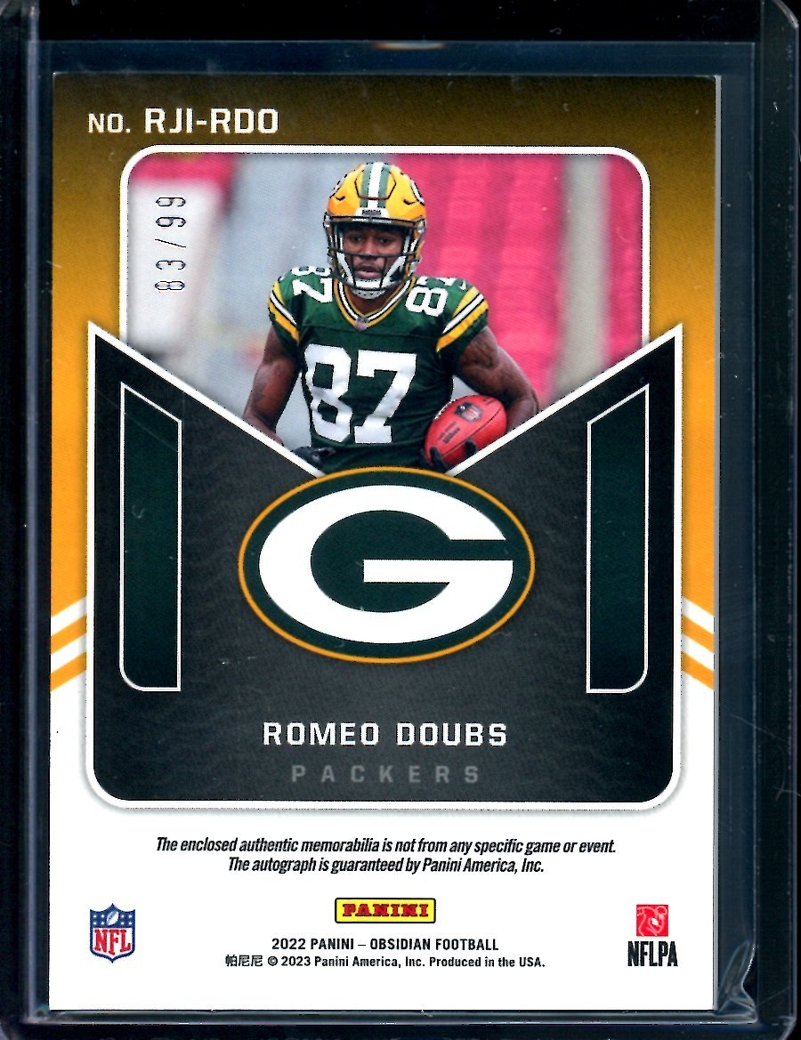 2022 Panini Obsidian Romeo Doubs Rookie RPA /99 Packers - Trading Card Market