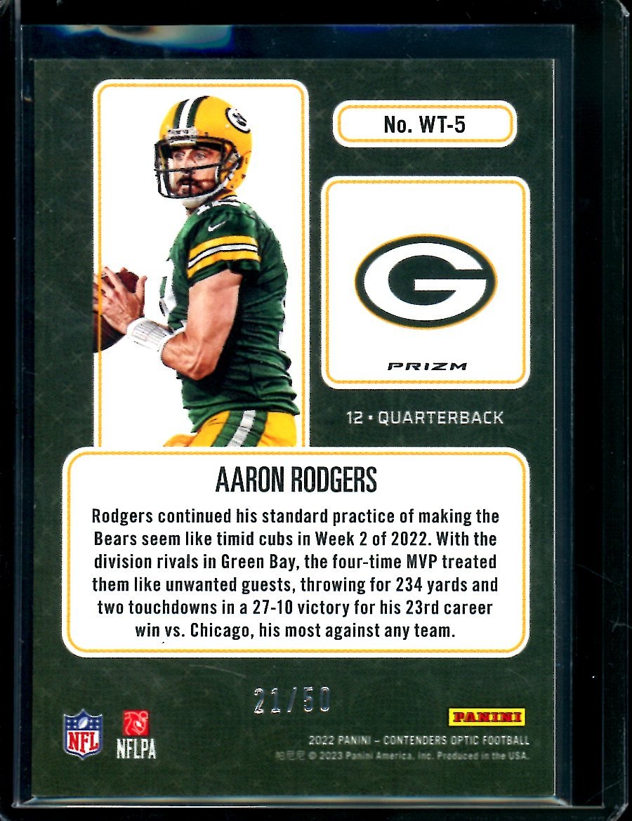 2022 Panini Contenders Optic Aaron Rodgers Winning Ticket Orange /50 Packers - Trading Card Market