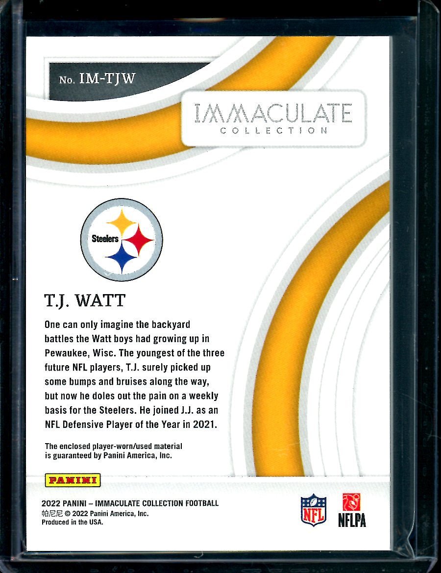 2022 Panini Immaculate T.J. Watt Patch /99 Steelers - Trading Card Market
