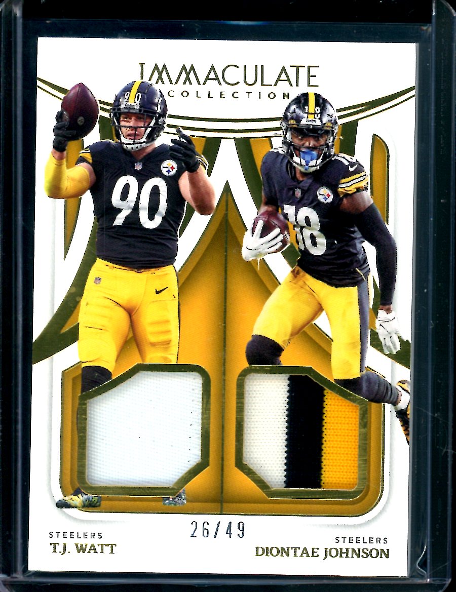 2022 Panini Immaculate T.J. Watt/Diontae Johnson Dual Patch /49 Steelers
