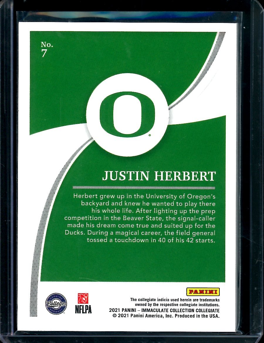 2021 Panini Immaculate Collegiate Justin Herbert Red /49 Oregon - Trading Card Market