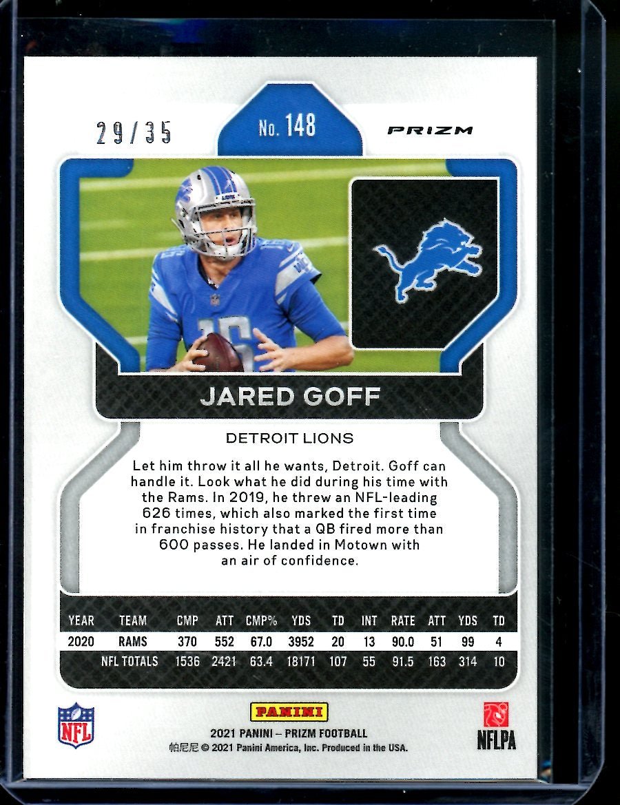 2021 Panini Prizm Jared Goff Purple Disco /35 Lions - Trading Card Market