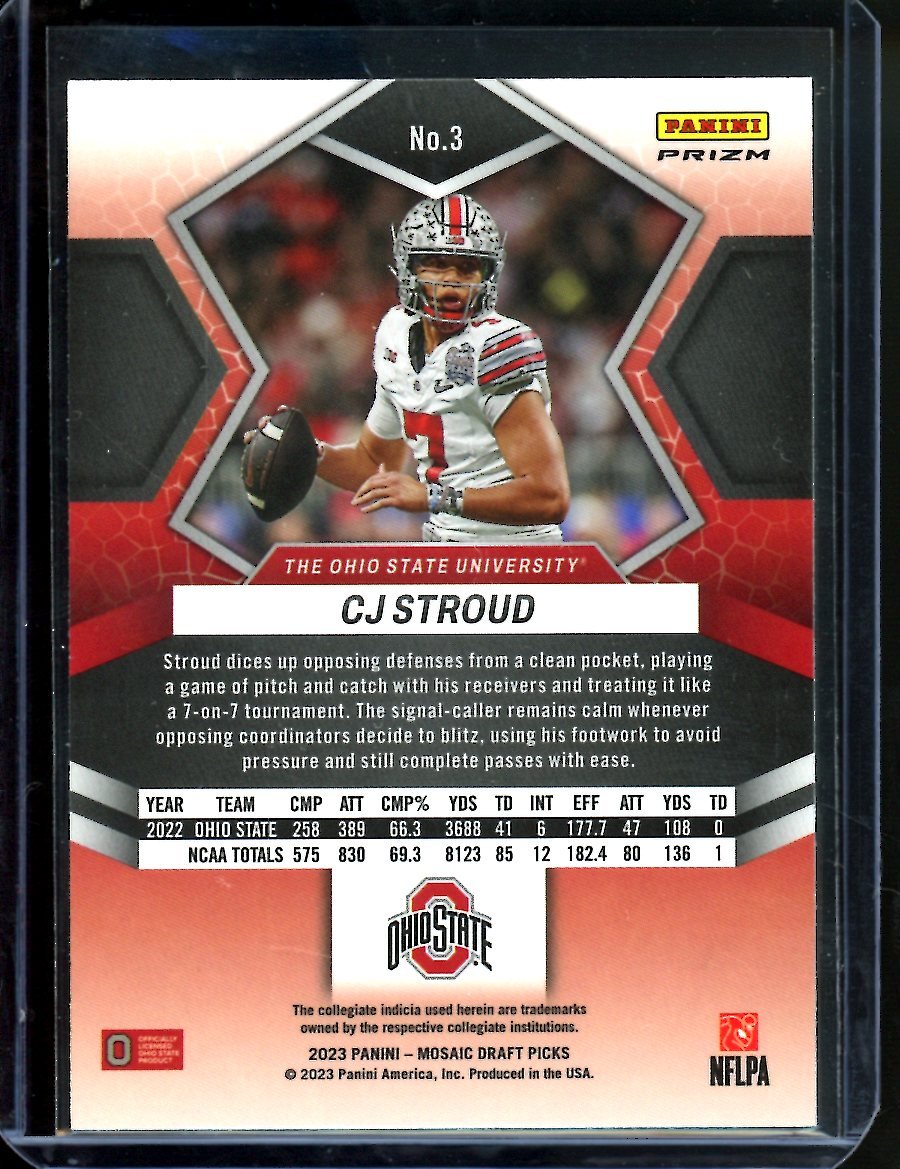 2023 Panini Mosaic Draft Picks CJ Stroud Rookie Mosaic Ohio State - Trading Card Market