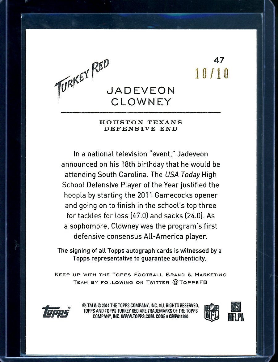 2014 Panini Turkey Red Jadeveon Clowney Rookie Auto /10 Texans - Trading Card Market