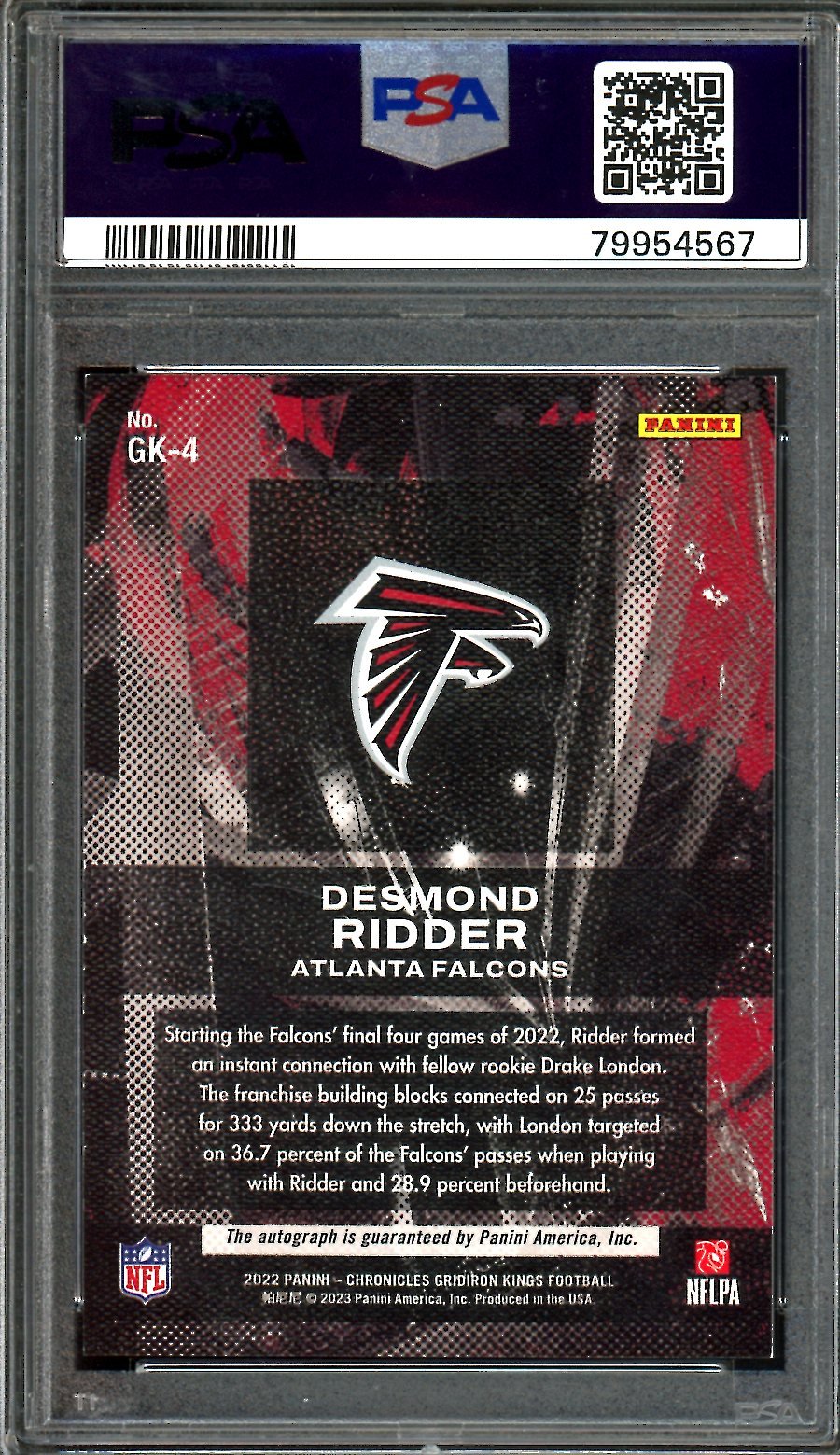 2022 Panini Chronicles Desmond Ridder Rookie Auto /199 PSA 8 Falcons - Trading Card Market