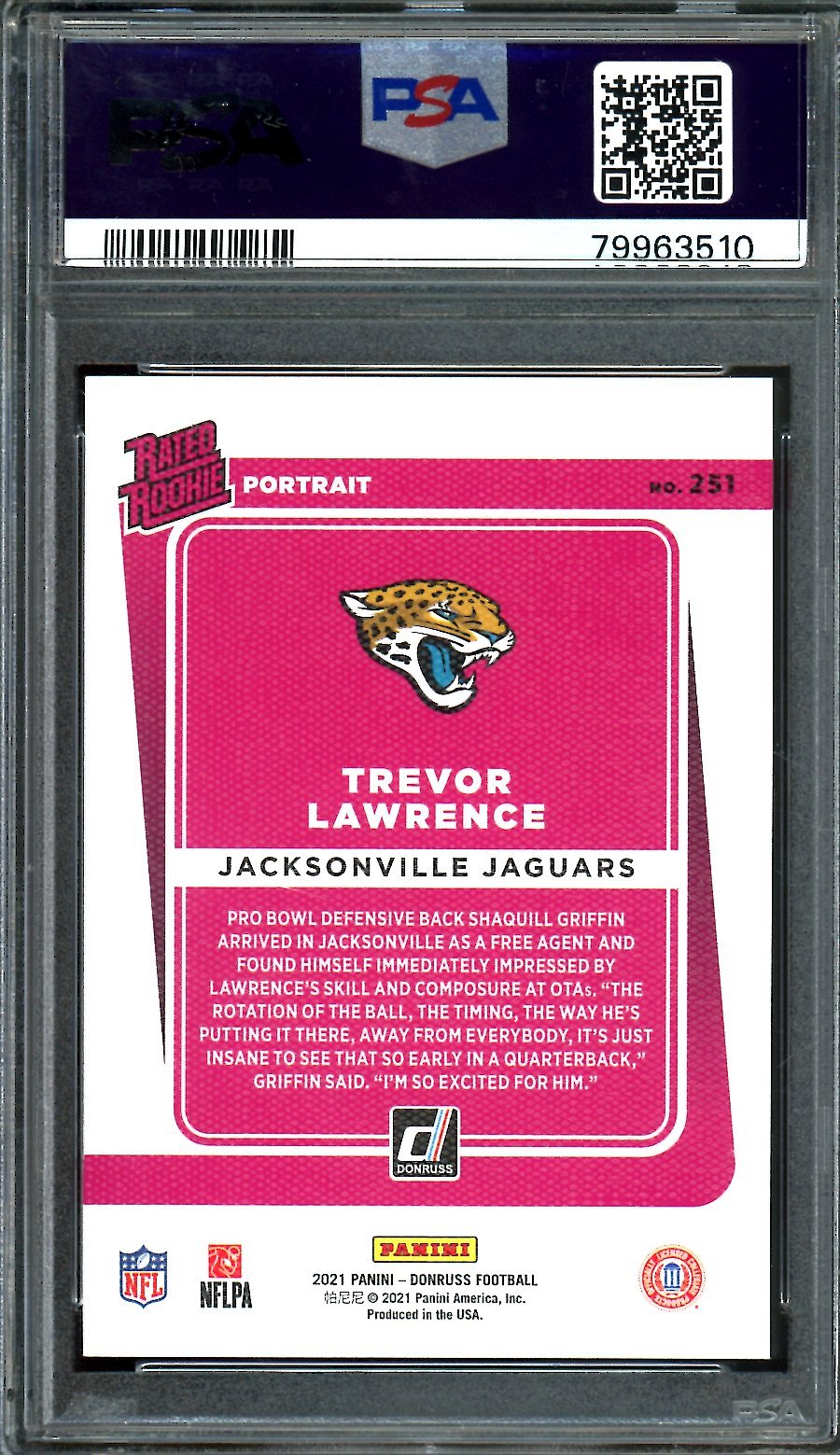 2021 Panini Donruss Trevor Lawrence Rated Rookie Portrait PSA 10 Jaguars - Trading Card Market