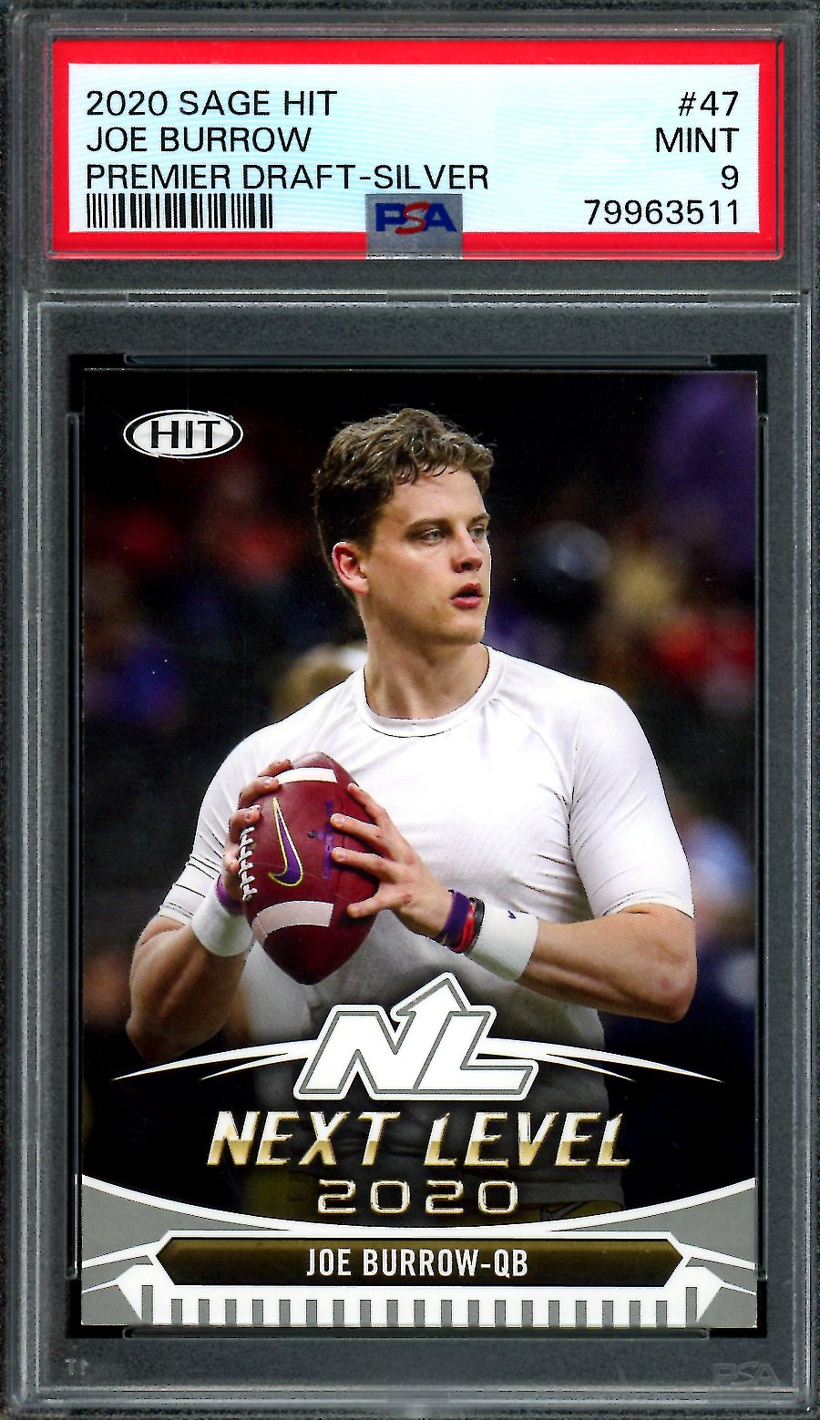 2020 Sage Hit Joe Burrow Rookie Silver PSA 9 Bengals
