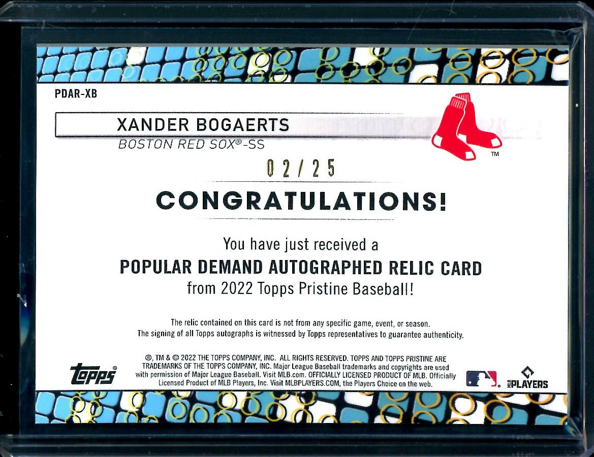 2022 Topps Pristine Xander Bogaerts Popular Demand Patch Auto Orange /25 Red Sox - Trading Card Market