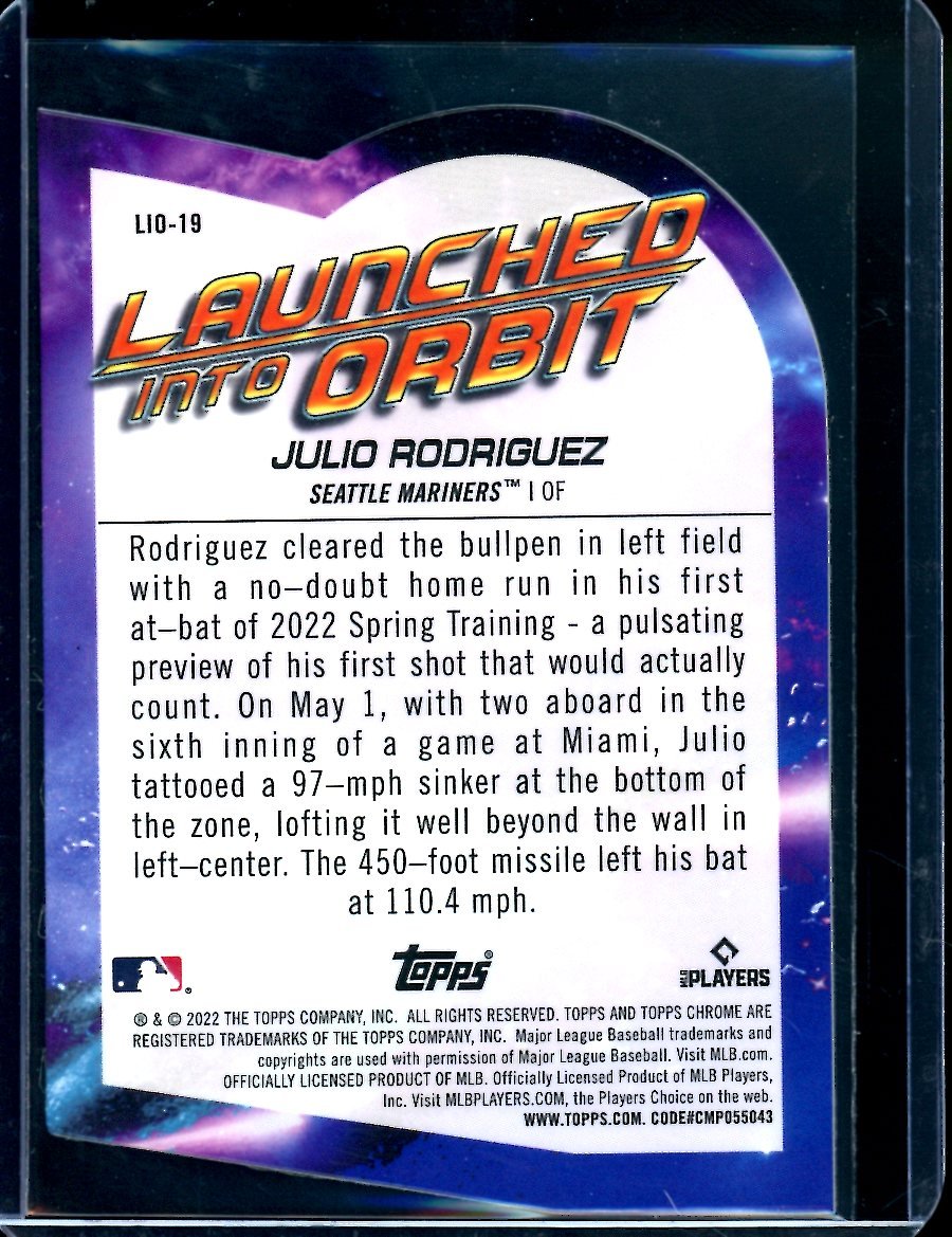 2022 Topps Cosmic Chrome Julio Rodriguez Rookie Launched Into Orbit Mariners - Trading Card Market