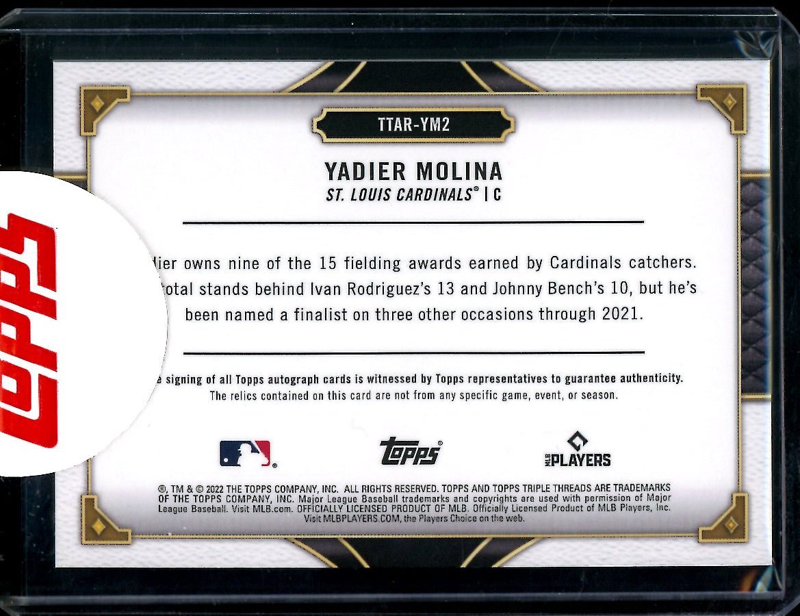 2022 Topps Triple Threads Yadier Molina Patch Auto /27 Cardinals - Trading Card Market