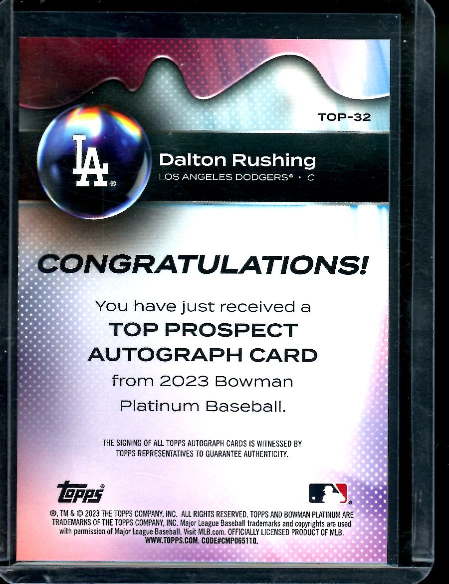 2023 Topps Bowman Platinum Dalton Rushing Auto Dodgers - Trading Card Market