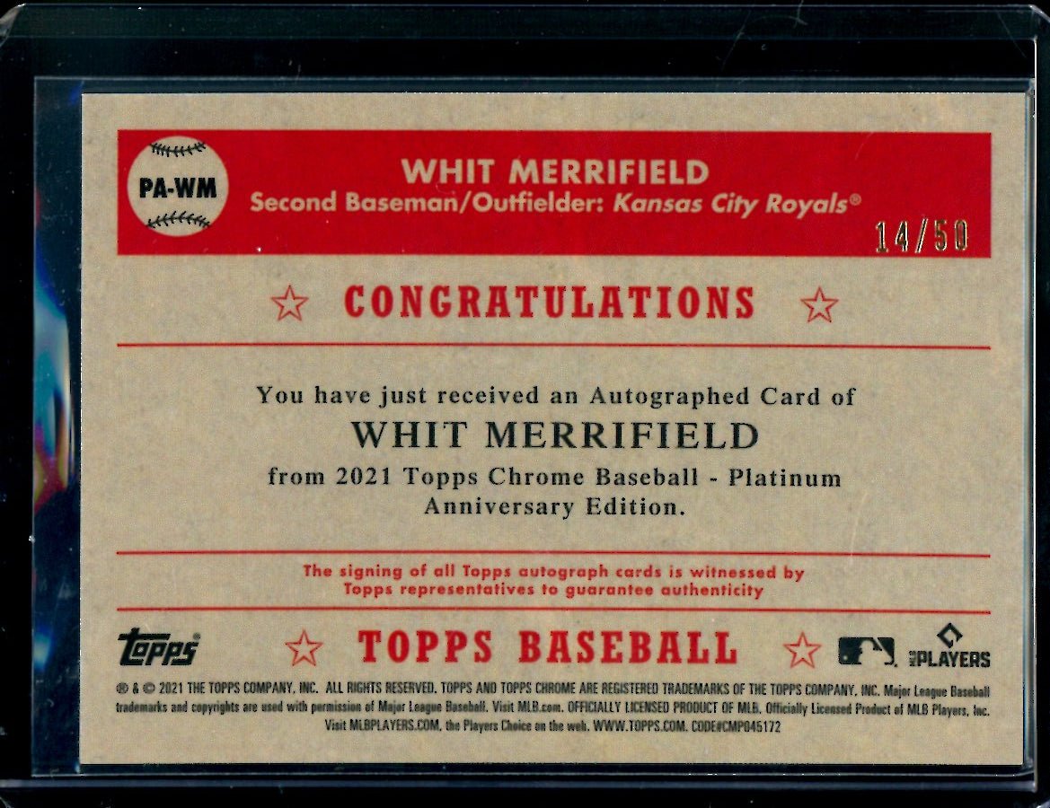 2021 Topps Chrome Platinum Anniversary Whit Merrifield Auto Gold /50 Royals - Trading Card Market