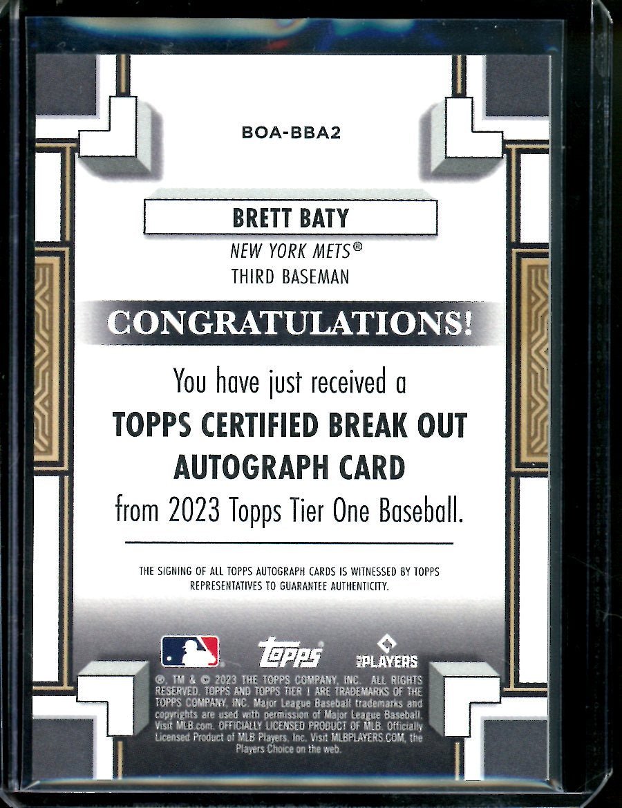 2023 Topps Tier One Brett Baty Rookie Auto /249 Mets - Trading Card Market